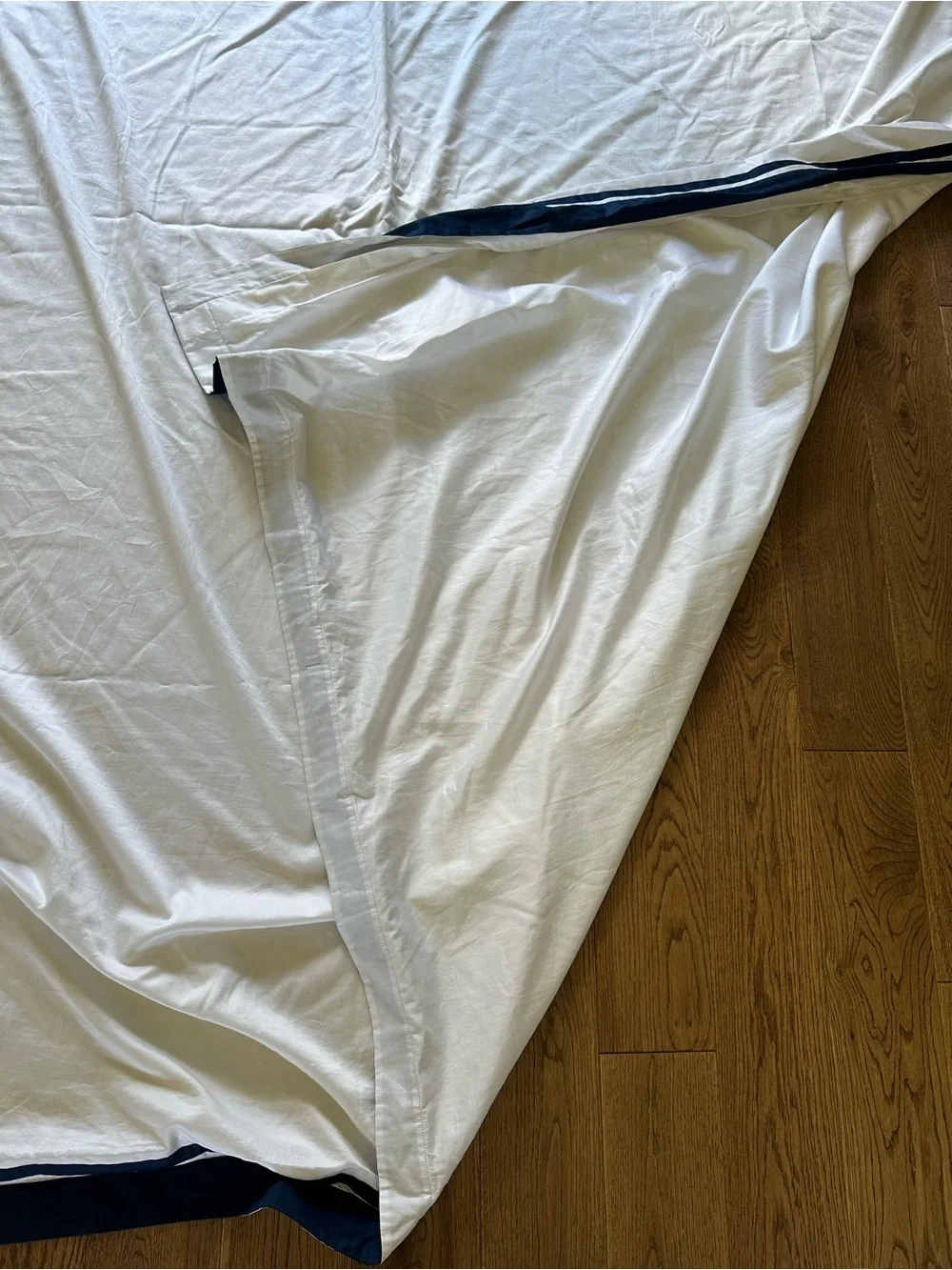 Ralph Lauren 100% Cotton Queen Duvet Cover White w/ Blue Trim